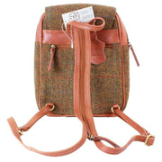 Das Impex Brown Harris Tweed Small Leather Backpack