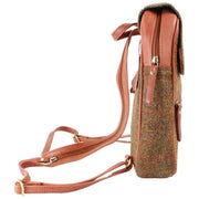 Das Impex Brown Harris Tweed Small Leather Backpack