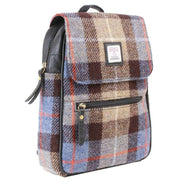 Das Impex Brown Harris Tweed Small Leather Backpack