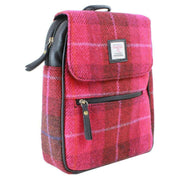 Das Impex Pink Harris Tweed Small Leather Backpack