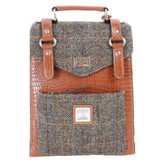 Das Impex Tan Harris Tweed Medium Leather Backpack