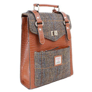 Das Impex Tan Harris Tweed Medium Leather Backpack