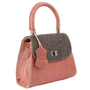 Das Impex Tan Harris Tweed Mini Leather Satchel Bag