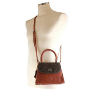 Das Impex Tan Harris Tweed Mini Leather Satchel Bag