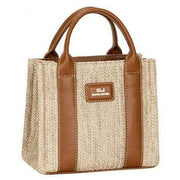 David Jones Beige Small Square Straw Grab Handbag