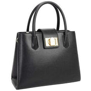 David Jones Black Tab Over Formal Tote Bag