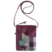 Earth Squared Purple Tweed Original Bird Applique Sling Bag