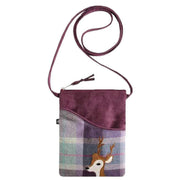 Earth Squared Purple Tweed Original Deer Applique Sling Bag