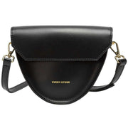 Every Other Black Half Oval Flapover Crossbody Bag