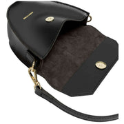 Every Other Black Half Oval Flapover Crossbody Bag