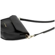 Every Other Black Half Oval Flapover Crossbody Bag