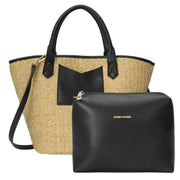 Every Other Black Large Straw Rattan Tote Bag