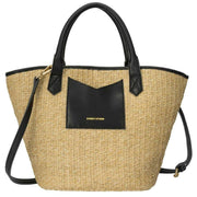 Every Other Black Large Straw Rattan Tote Bag