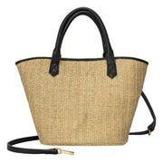 Every Other Black Large Straw Rattan Tote Bag