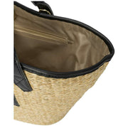 Every Other Black Large Straw Rattan Tote Bag