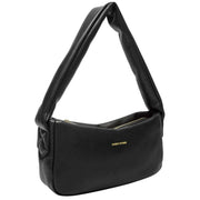 Every Other Black Wide Puffy Zip Top Shoulder Bag