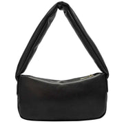 Every Other Black Wide Puffy Zip Top Shoulder Bag