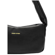 Every Other Black Wide Puffy Zip Top Shoulder Bag