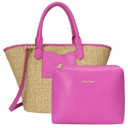 Every Other Pink Large Straw Rattan Tote Bag