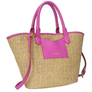 Every Other Pink Large Straw Rattan Tote Bag