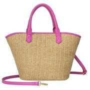 Every Other Pink Large Straw Rattan Tote Bag