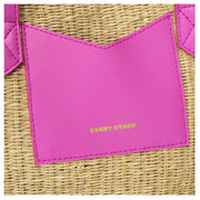 Every Other Pink Large Straw Rattan Tote Bag