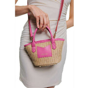 Every Other Pink Small Straw Rattan Grab Bag