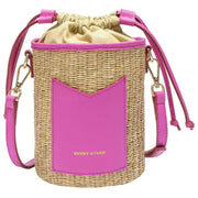 Every Other Pink Straw Rattan Bucket Bag