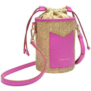 Every Other Pink Straw Rattan Bucket Bag