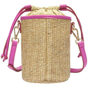 Every Other Pink Straw Rattan Bucket Bag