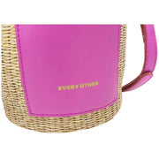 Every Other Pink Straw Rattan Bucket Bag