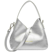 Every Other Silver Mini V Crossbody Grab Bag