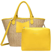 Every Other Yellow Large Straw Rattan Tote Bag