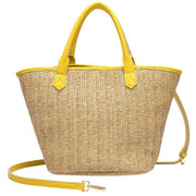 Every Other Yellow Large Straw Rattan Tote Bag