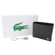 Lacoste Black Small Billfold Wallet and Key Ring Set