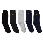 Lacoste Navy Long Cotton 5 Pack Socks