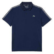 Lacoste Navy Monogram Jacquard Stripe Pique Polo