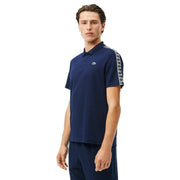 Lacoste Navy Monogram Jacquard Stripe Pique Polo