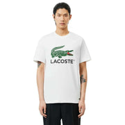 Lacoste White Cotton Jersey Signature Print T-Shirt