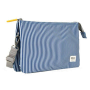 Roka Blue Carnaby XL Hickory Stripe Recycled Canvas Crossbody Bag