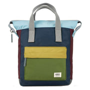 Roka Navy Bantry B Small Creative Waste Colour Block Recycled Nylon Backpack