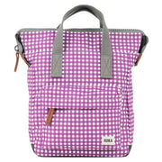 Roka Purple Bantry B Small Gingham Recycled Canvas Backpack