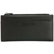 Smith and Canova Black Smooth Leather Long Zip Top Pocket Purse