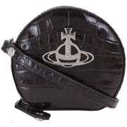 Vivienne Westwood Black Crocodile Mini Round Cross Body Bag