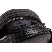 Vivienne Westwood Black Crocodile Mini Round Cross Body Bag