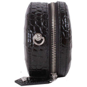 Vivienne Westwood Black Crocodile Mini Round Cross Body Bag