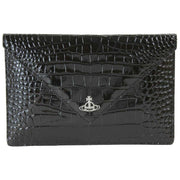 Vivienne Westwood Black Embossed Croc Envelope Clutch Bag