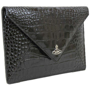 Vivienne Westwood Black Embossed Croc Envelope Clutch Bag