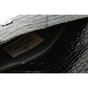 Vivienne Westwood Black Embossed Croc Envelope Clutch Bag