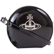 Vivienne Westwood Black Shiny Patent Mini Round Cross Body Bag